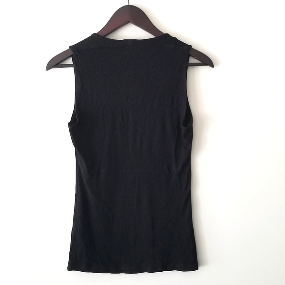 Black Massimo Dutti V-neck Tank Top, Medium - Picture 3 of 6